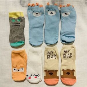 NEW 8 pairs of fun cute bear socks with anti/non slip for babies boys girls